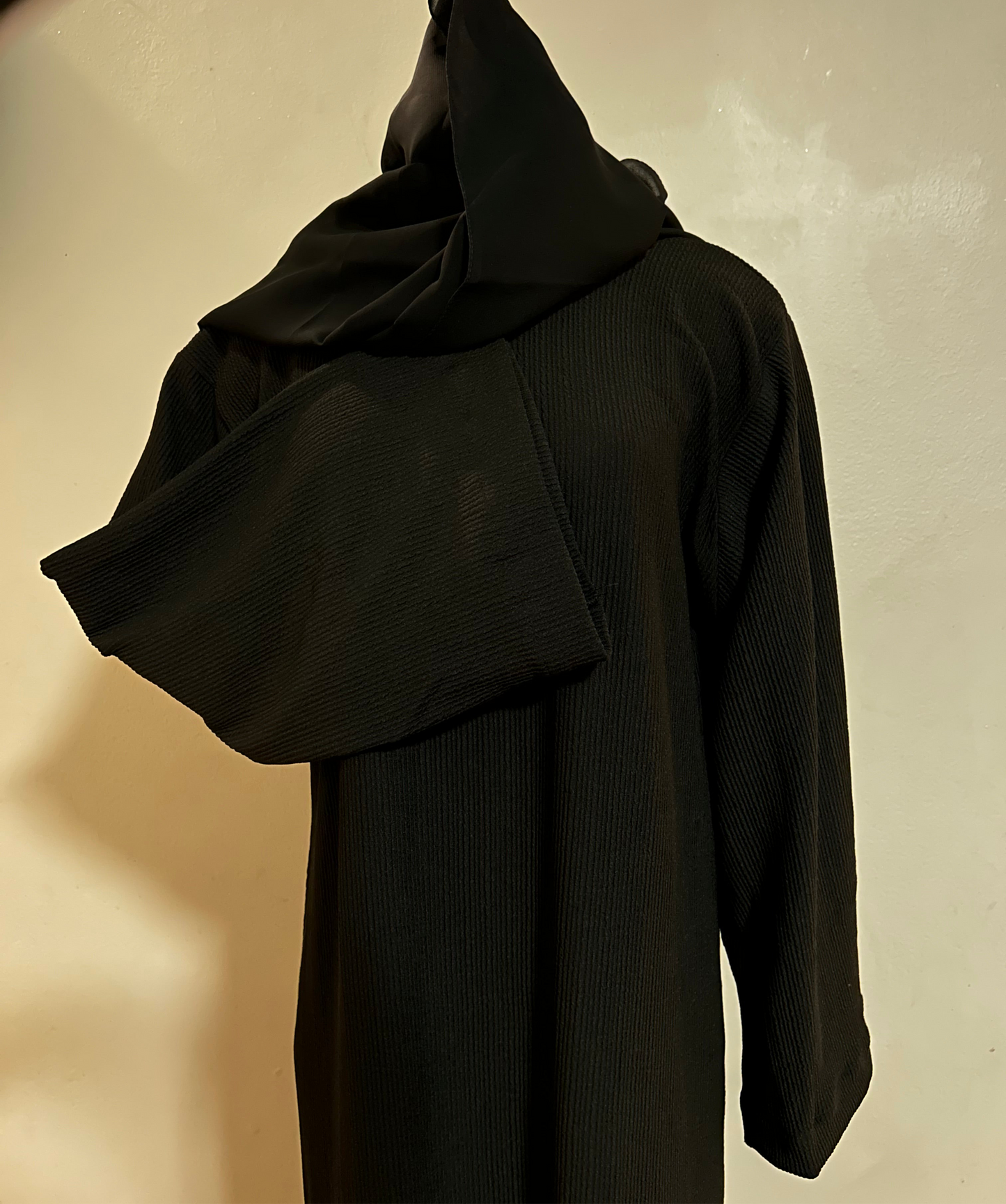 Black corduroy abaya