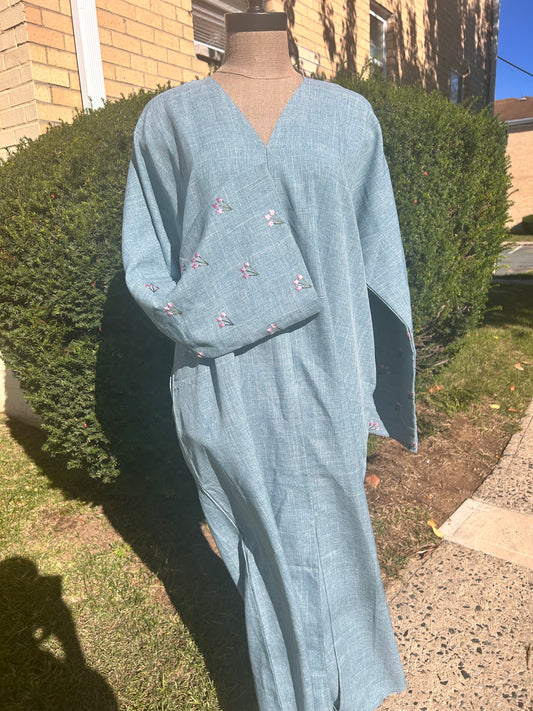 Teal tulip sleeve abaya