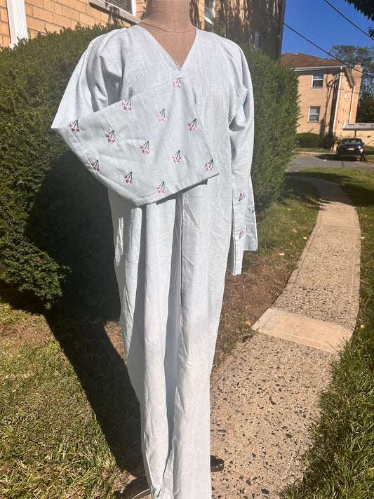 Light Blue Tulip sleeve abaya