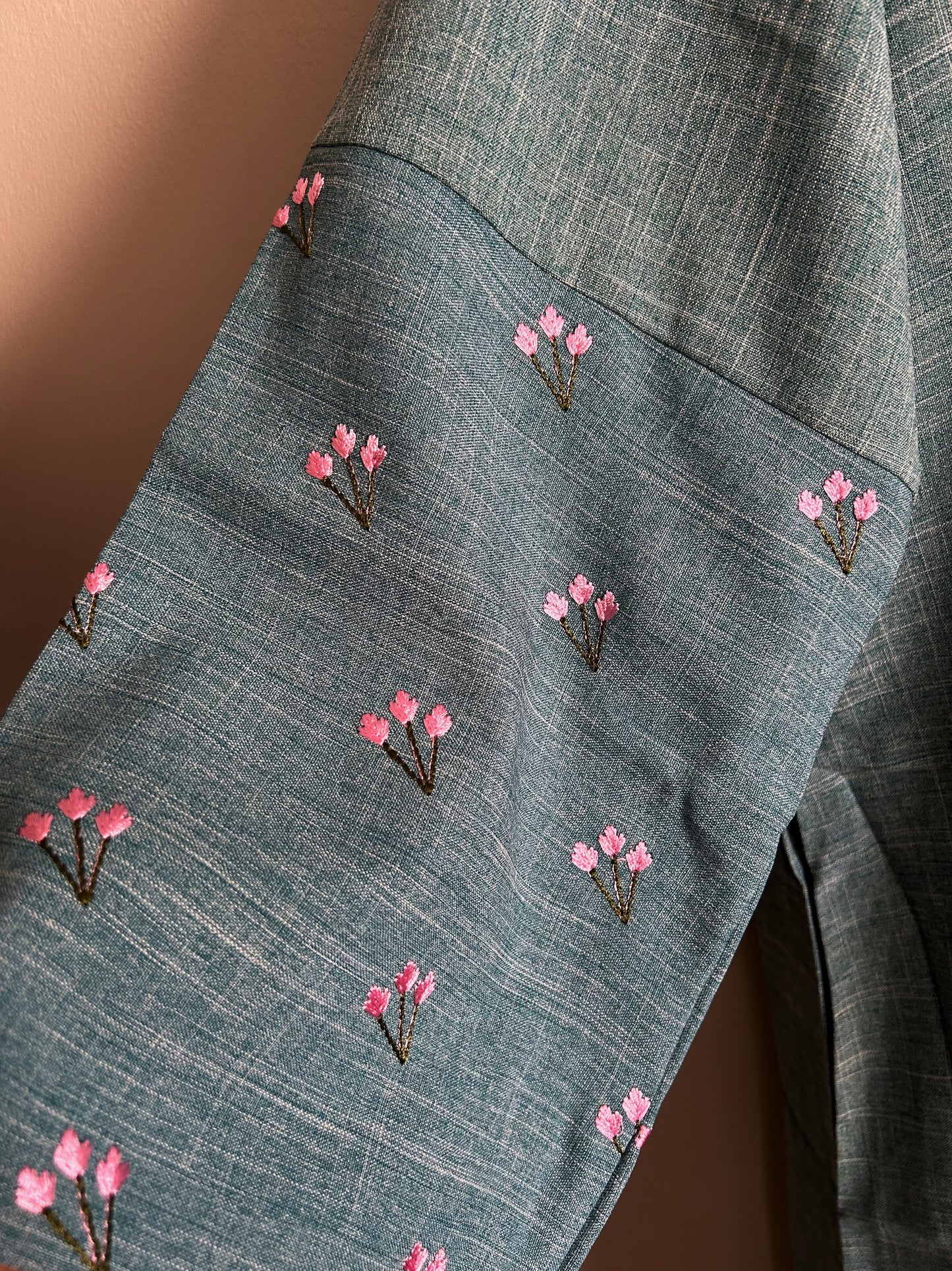 Teal tulip sleeve abaya