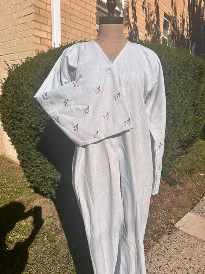 Light Blue Tulip sleeve abaya