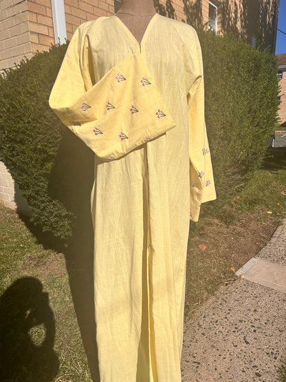 Yellow Tulip Sleeve Abaya