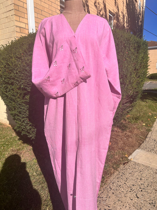 Pink tulip sleeve abaya