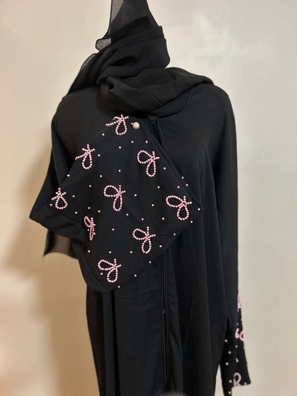 Classic bow pearl abaya