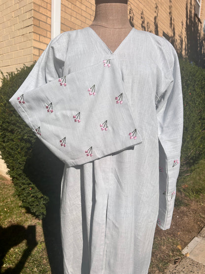 Light Blue Tulip sleeve abaya